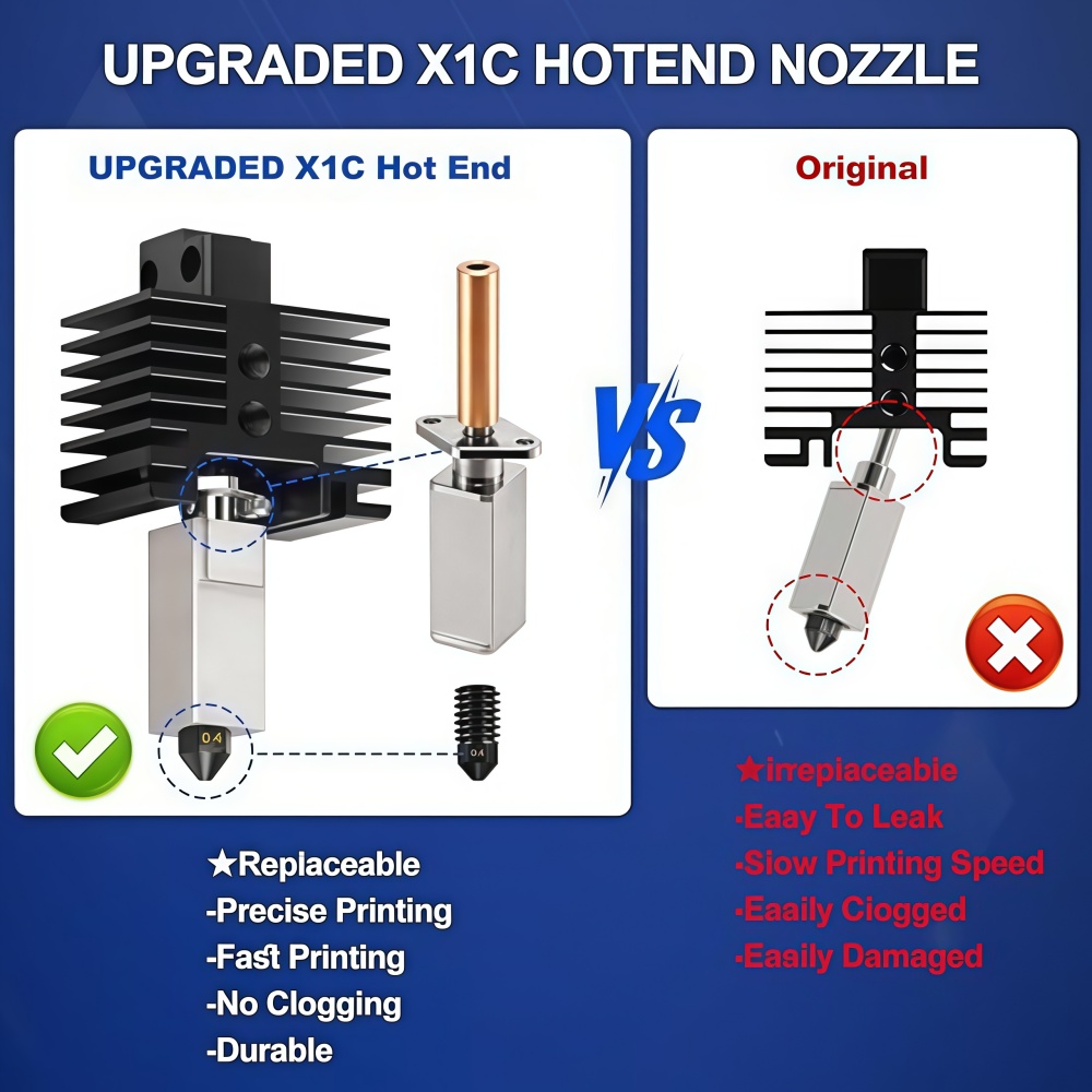 For Bamboo X1/X1C Hotend Kit,H - Nozzle 0.4Mm Hardened ulasan dan harga