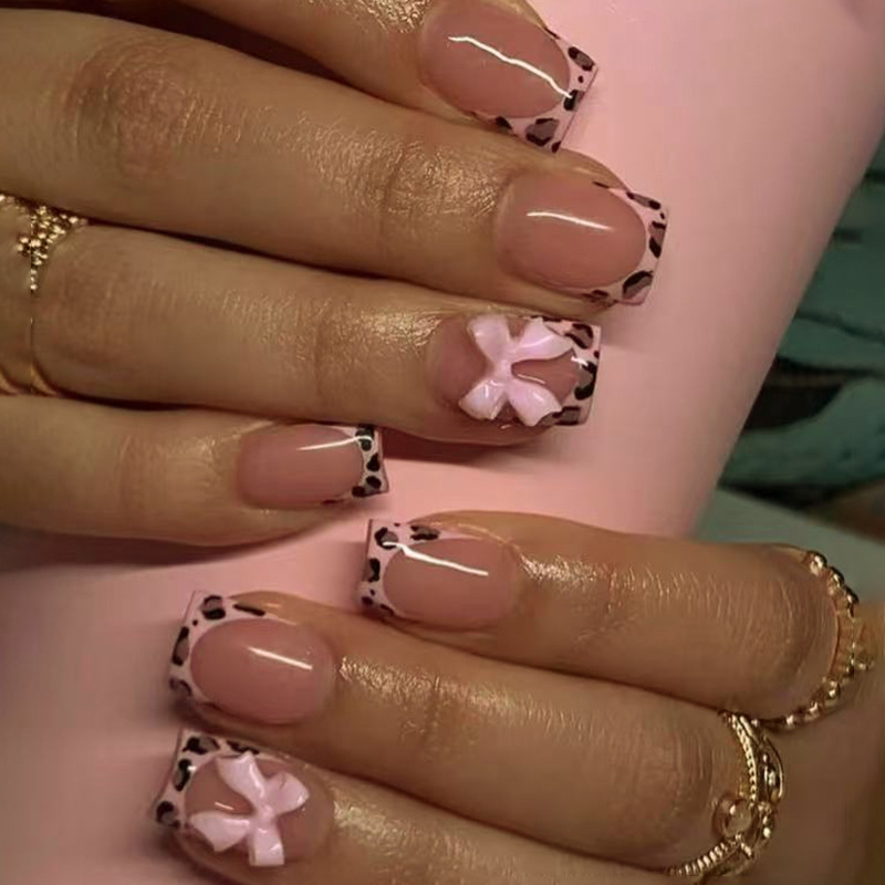 Pink Leopard Print French Tip  - 3D Printing Abs ulasan dan harga